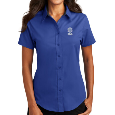 Ladies Short Sleeve Easy Care Shirt - White Embroidery Thumbnail