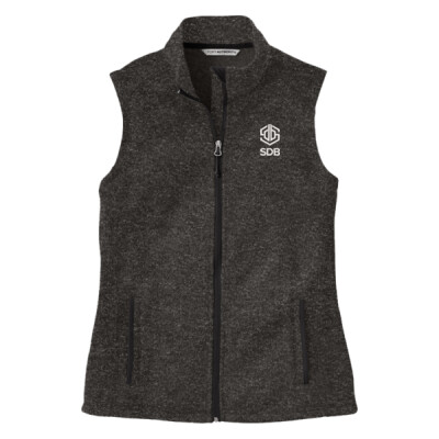 Ladies Sweater Fleece Vest - White Embroidery Thumbnail