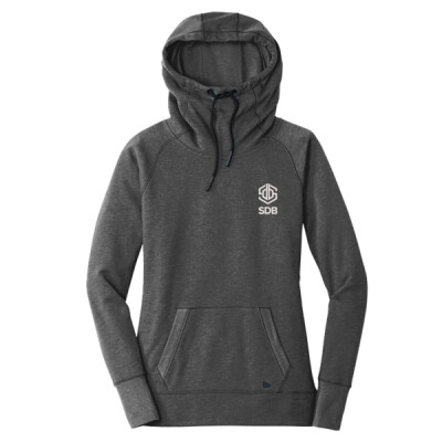 New Era Ladies Tri-Blend Fleece Pullover Hoodie - White Embroidery Thumbnail