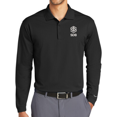 Nike Long Sleeve Dri-FIT Stretch Tech Polo - White Embroidery Thumbnail