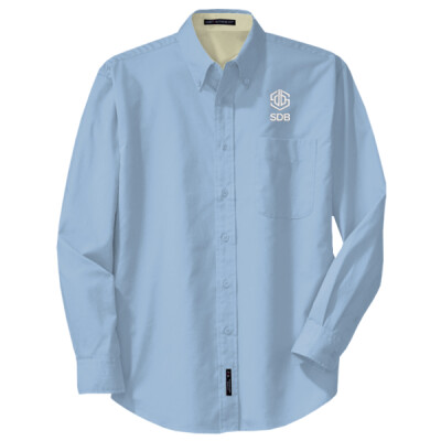 Tall Long Sleeve Easy Care Shirt - White Embroidery Thumbnail