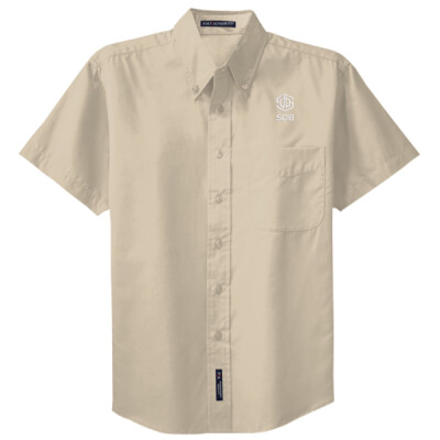 Short Sleeve Easy Care Shirt - White Embroidery Thumbnail